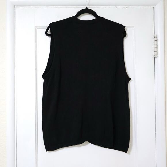 Vintage Sag Harbor Black Brown Argyle Sweater Vest 1X Dark Academia Preppy 80s - Picture 5 of 5